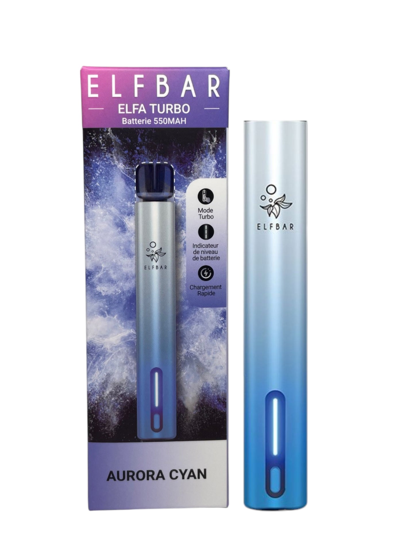 ELFBAR – Baterie ELFA Turbo LED 550 mAh – Aurora Černá