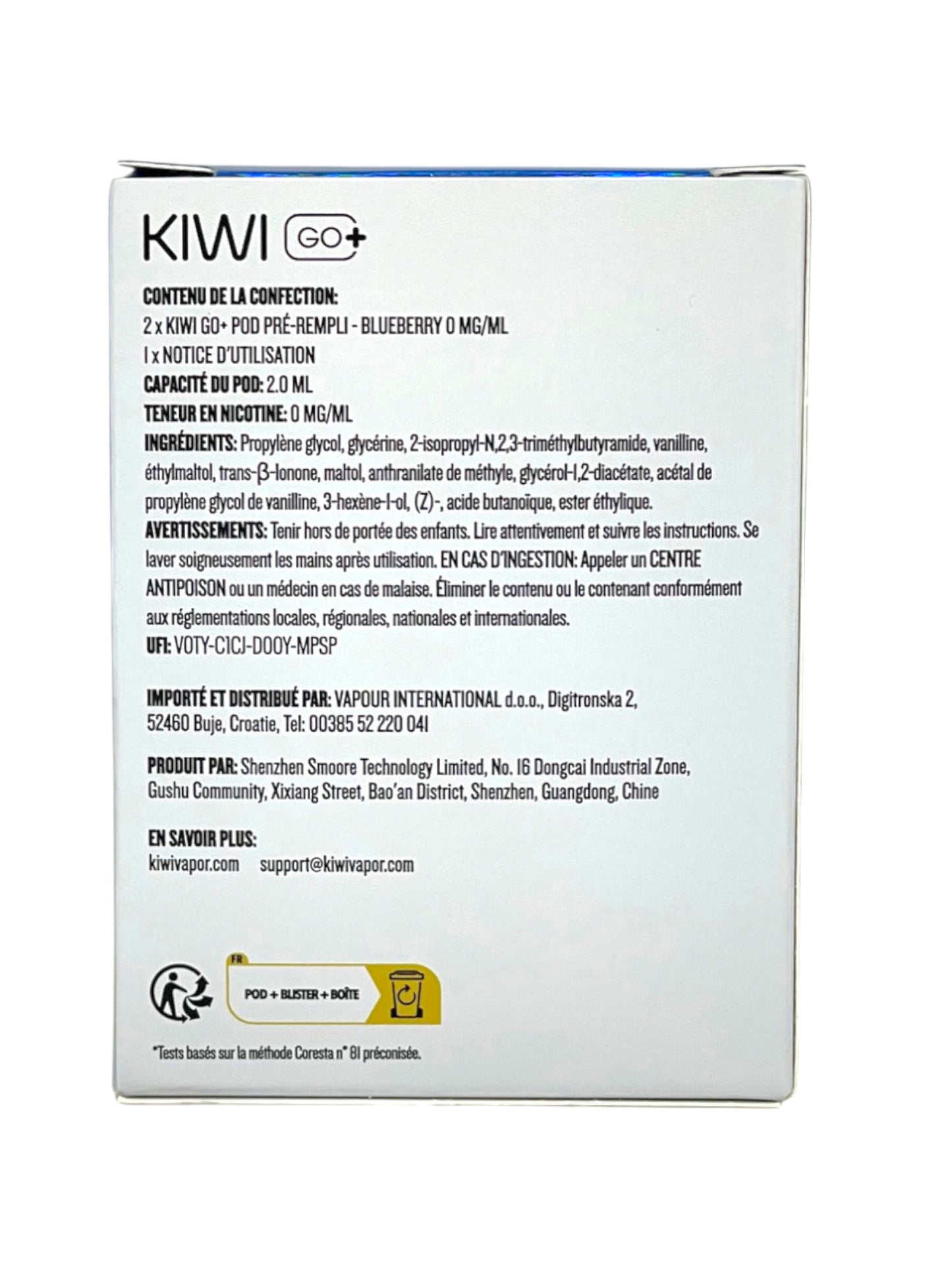 KIWI Go+ Pacco da 2 Pods Pré-remplis Blueberry Ice/ Myrtille glacé