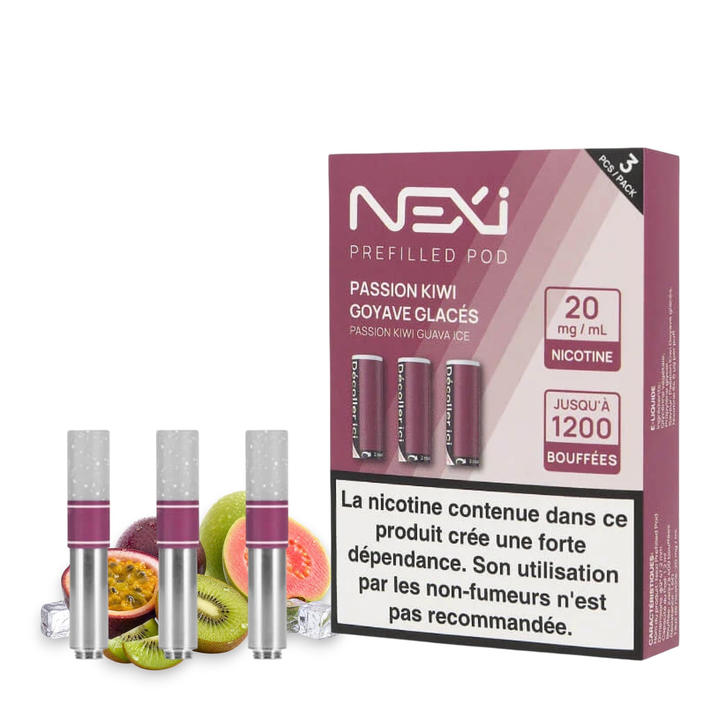 Aspire Nexi Cartouches par 3 – Passion Kiwi Goyave Glacés
