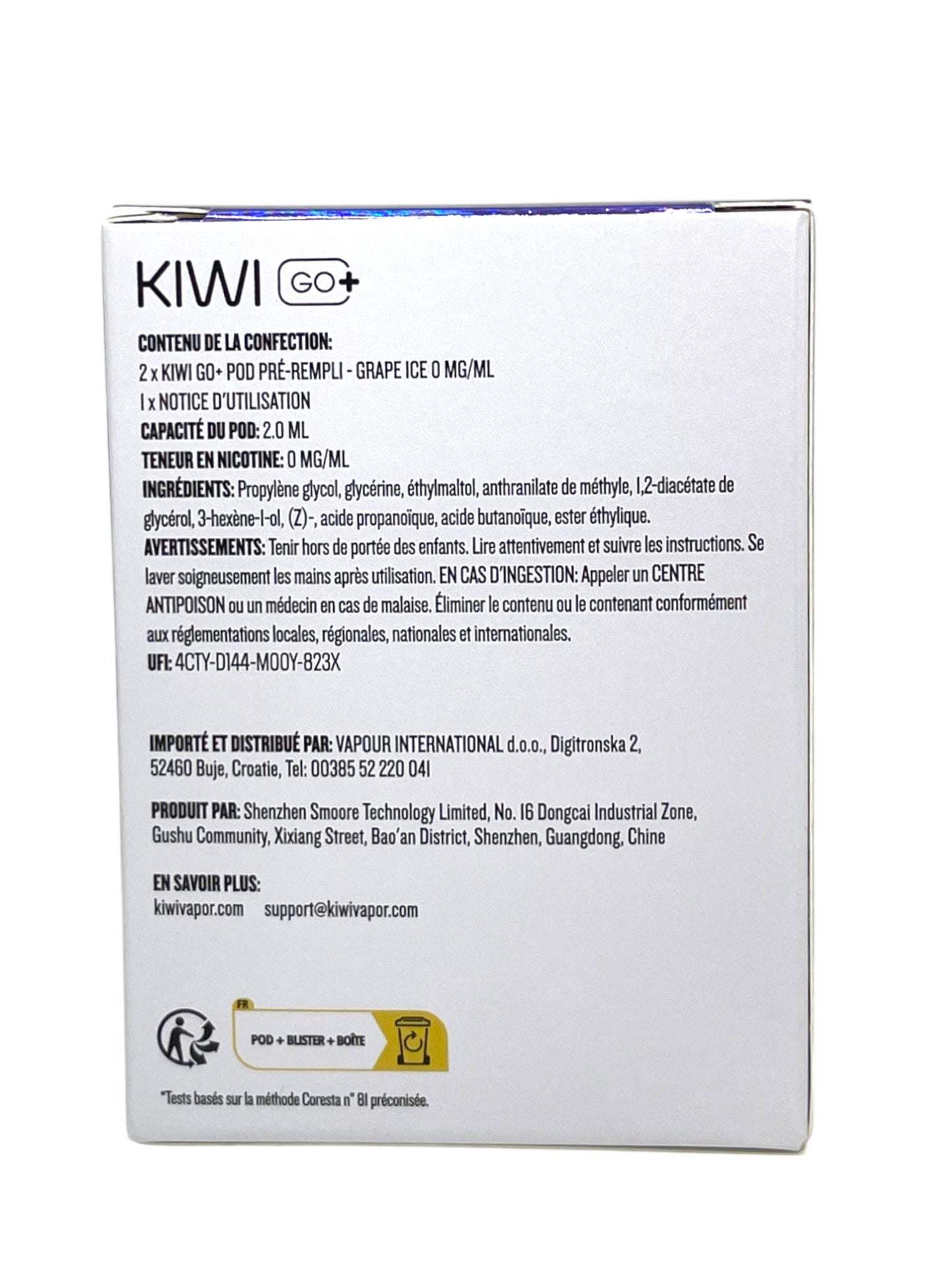 KIWI Go+ Confezione da 2 Pods Pré-remplis Grape Ice/Raisin Glacé