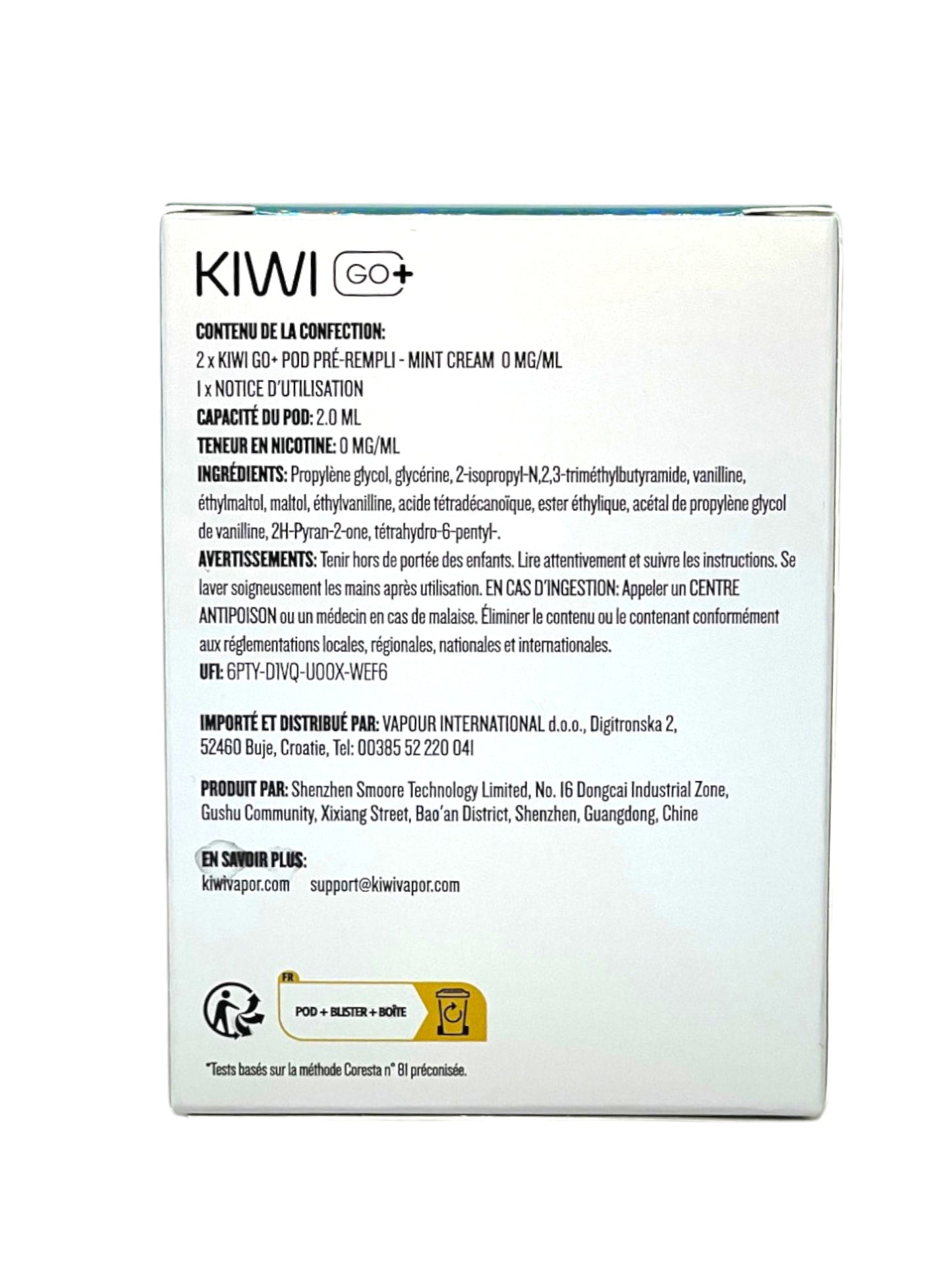 KIWI Go+ Pacco da 2 Pods Pré-remplis Crema di Menta/ Menta Vaniglia