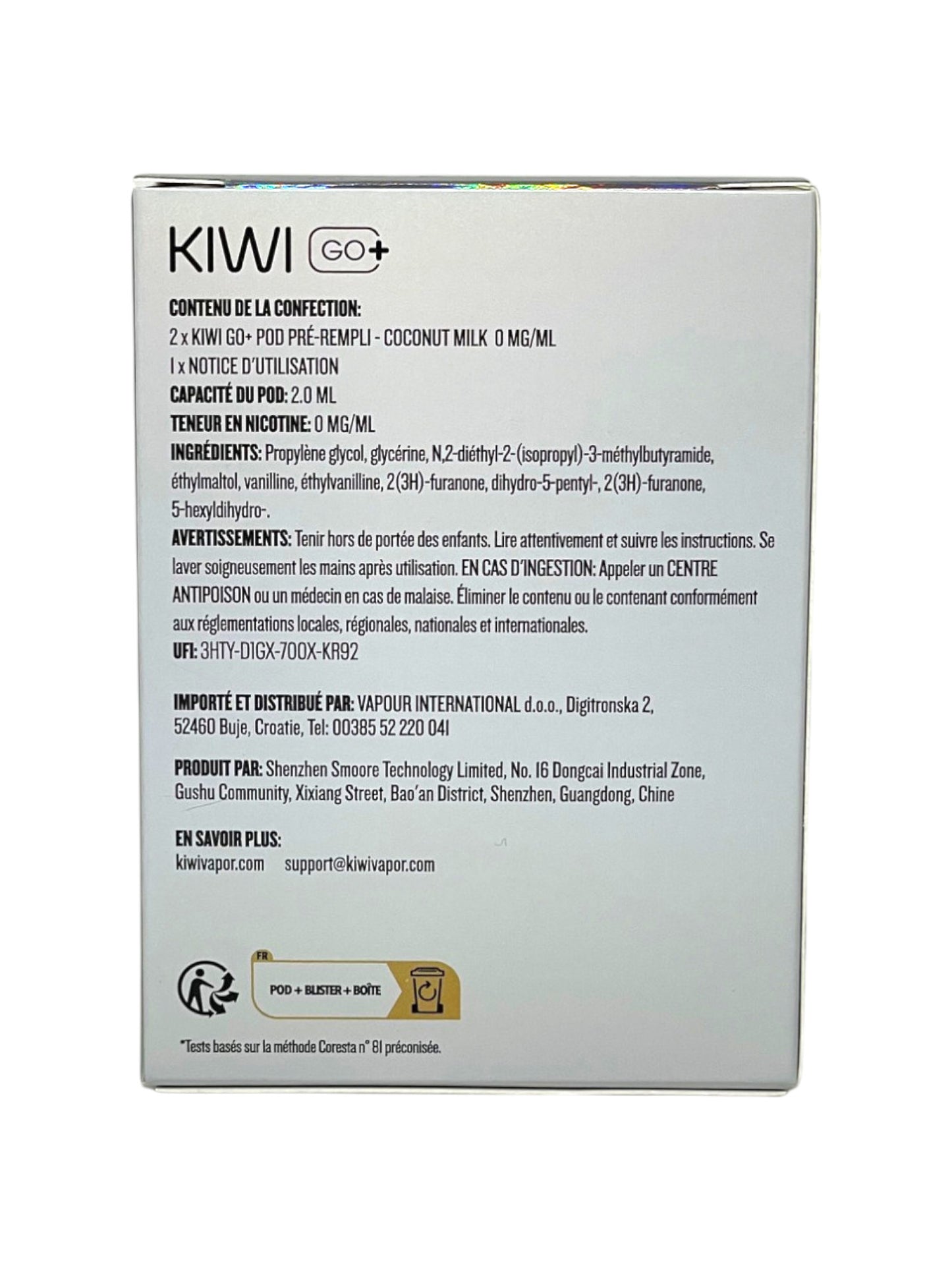 KIWI Go+ Pacco da 2 Pods Pré-remplis Latte di Cocco