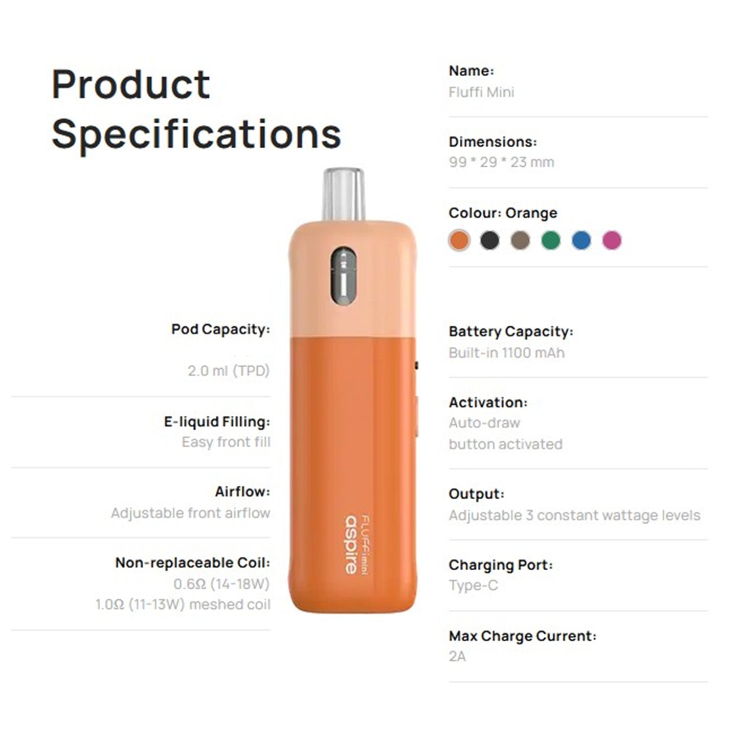 Aspire Kit Fluffi mini 1100mah - pink