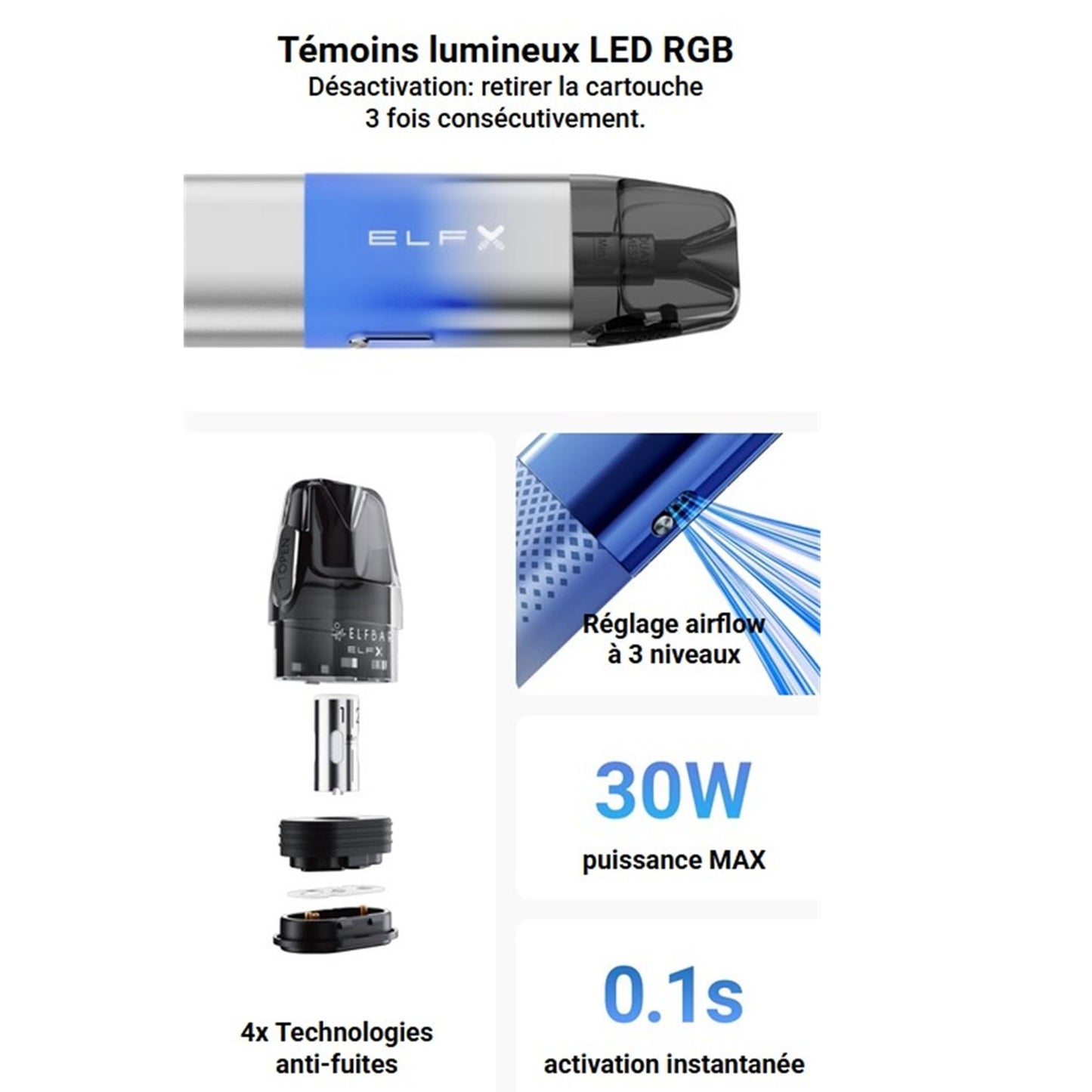 ELFBAR – Kit ELFX 1000 mAh Silver